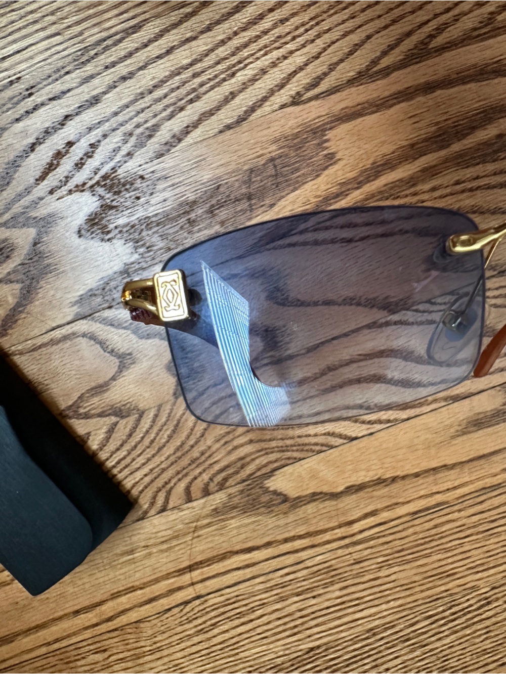 Cartier Rimless Sunglasses with Blue Gradient Lenses and Gold Accents - Picture 12 of 14